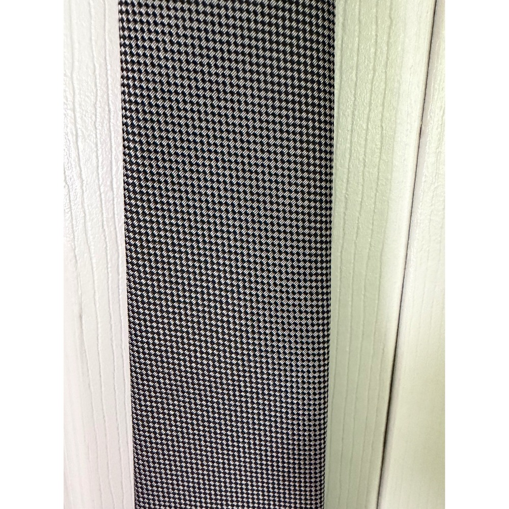 WeiShang Mens Black White Houndstooth Micro Check 100% Silk Handmade Necktie